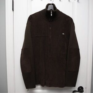 Vintage Lacoste Corduroy Brown Zip-Up Sweater